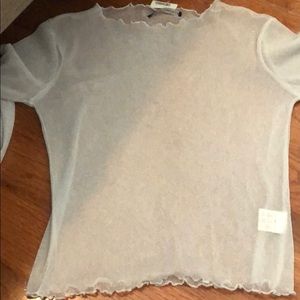 NWT white glittery sheer Brandy Melville long sleeve